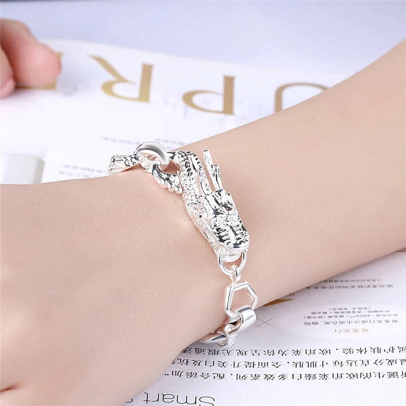 925 Sterling Silver Dragon Cuff Bracelet - Image 2