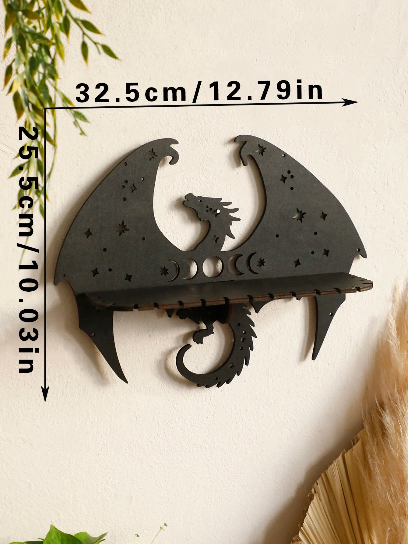 Dragon Shape Floating Wall Shelf – Wooden Decorative Rack with Country Rustic & Witchy Aesthetic - Image 7