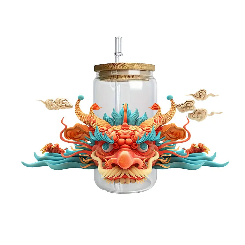 3D Fantasy Dragon Art UV DTF Cup Wrap Sticker – Waterproof Crystal Label for DIY Glass & Tumbler Decoration - Image 6