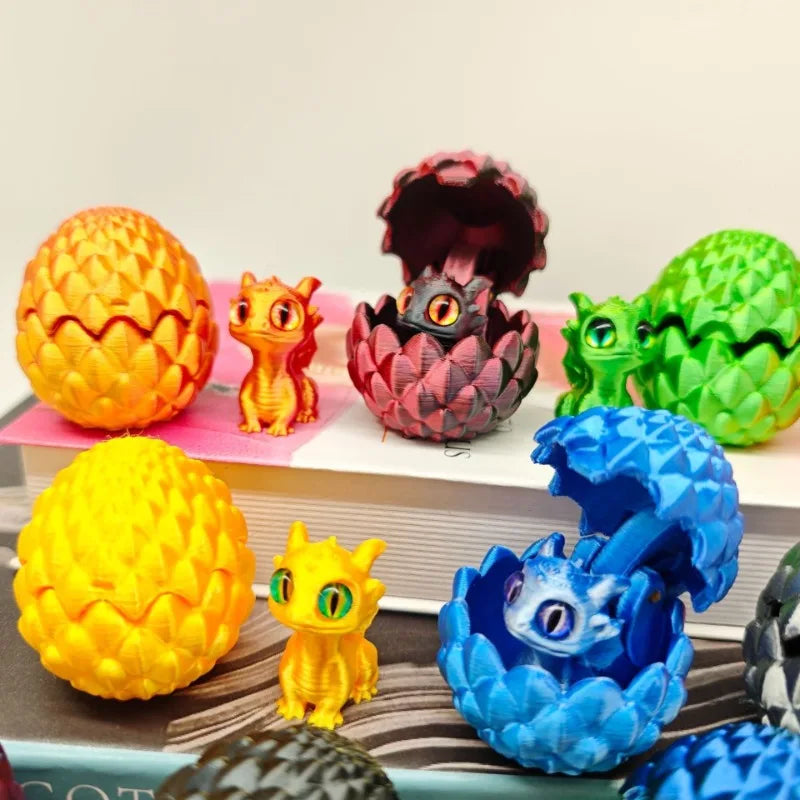 3D Printed Dragon Egg with Dragon – Anti-stress Mini Model, Movable & Rotatable Desktop Ornament, Kid Toy & Companionship Gift - Image 2