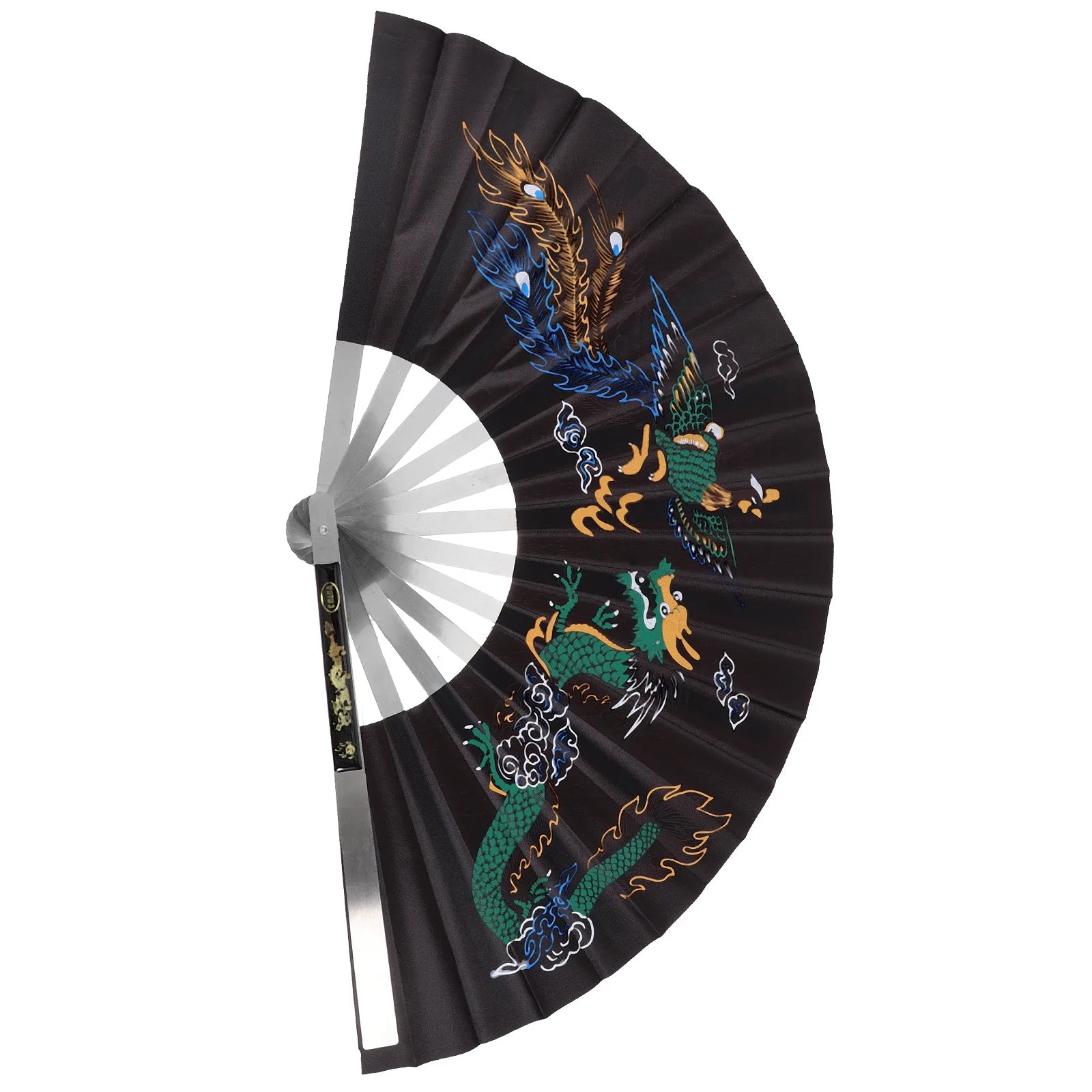Dragon and Phoenix Peony Fan