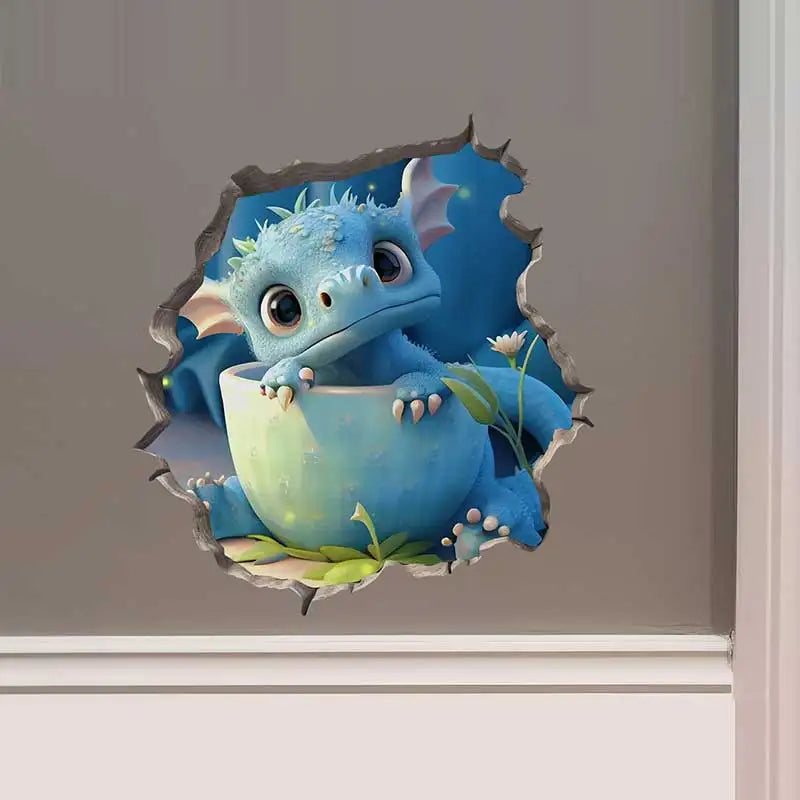 Dragon Parent and Child Reading Wall Hole Decal - Image 8