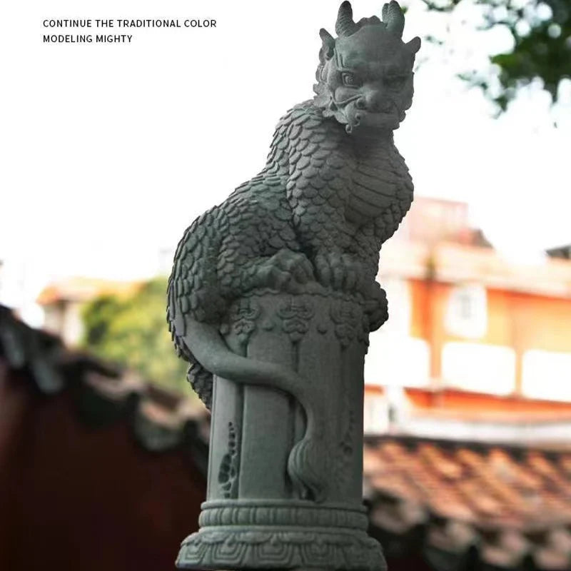 China Mascot Pan Dragon Pillar Statue - Image 2