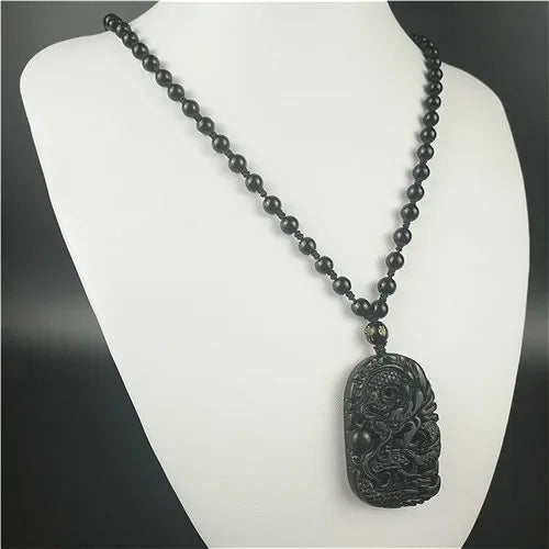 Certified Natural Black Green Jade Dragon Pendant - Image 5