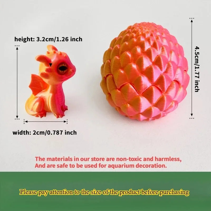 3D Printed Dragon Egg with Dragon – Anti-stress Mini Model, Movable & Rotatable Desktop Ornament, Kid Toy & Companionship Gift - Image 5