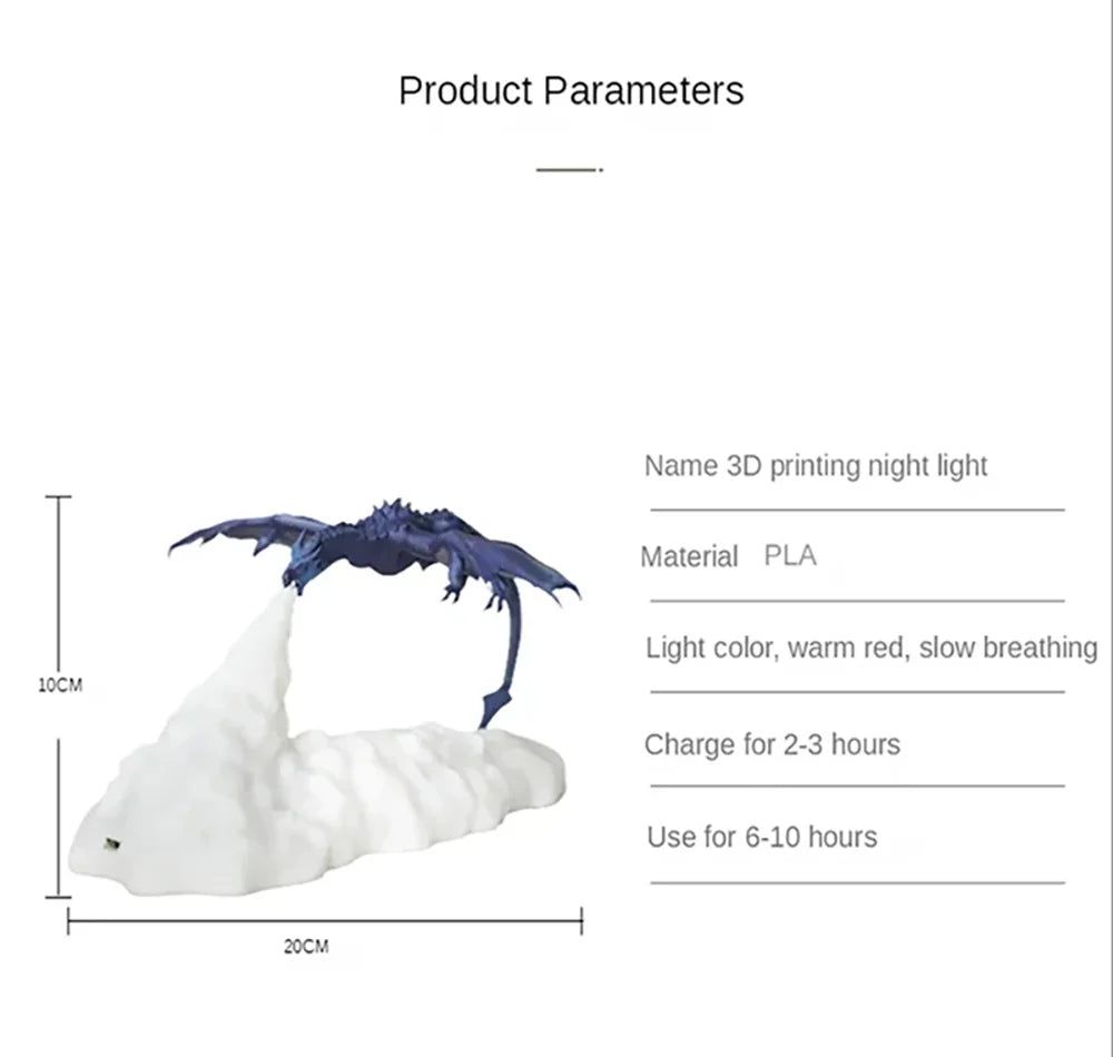 3D Printed Fire & Ice Dragon LED Night Lamp - Image 6