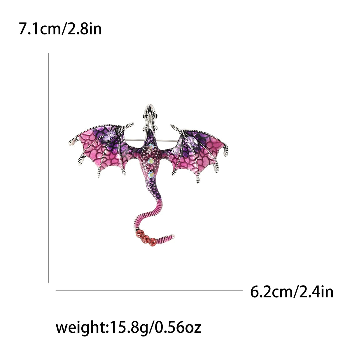 Enamel Dragon Pins for Women Rhinestone Flying Dragons Animal Brooch Banquet Party Backpack Gifts Jewelry Accessories - Image 2