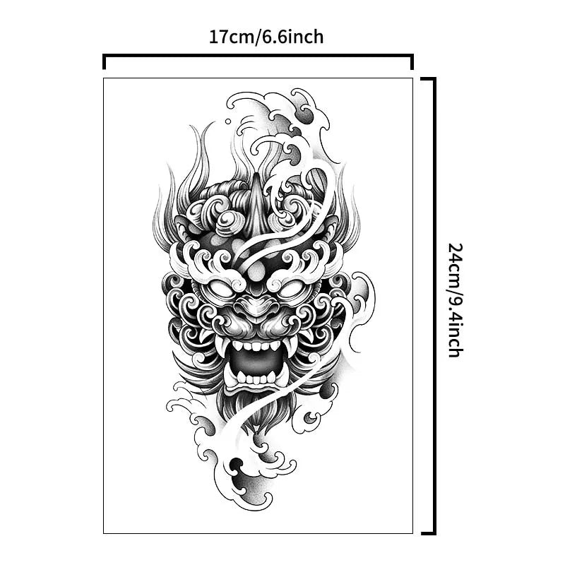Demon Mask Waterproof Temporary Tattoo Sticker – Realistic Semi-Permanent Body Art (Lasts 1–2 Weeks) - Image 4