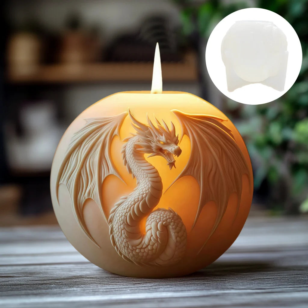 Fire Breathing Dragon Relief Round Sphere Candle Silicone Mold – Flying Dragon Wing Sphere Resin & Gypsum Mold - Image 5