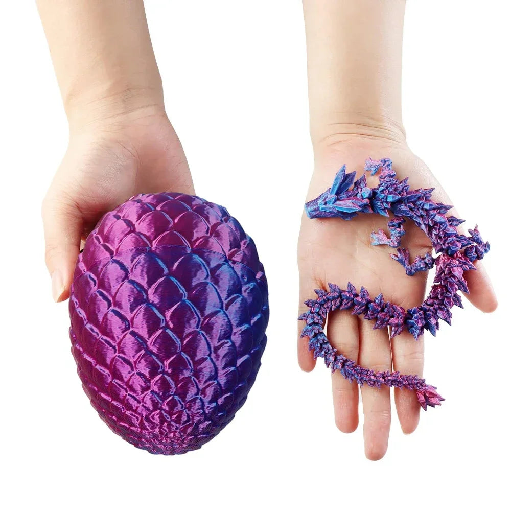 22cm 3D Printed Dragon & 8.5cm Dragon Egg Set – Fully Articulated Gemstone Crystal Dragon Collectible Surprise Toy - Image 3