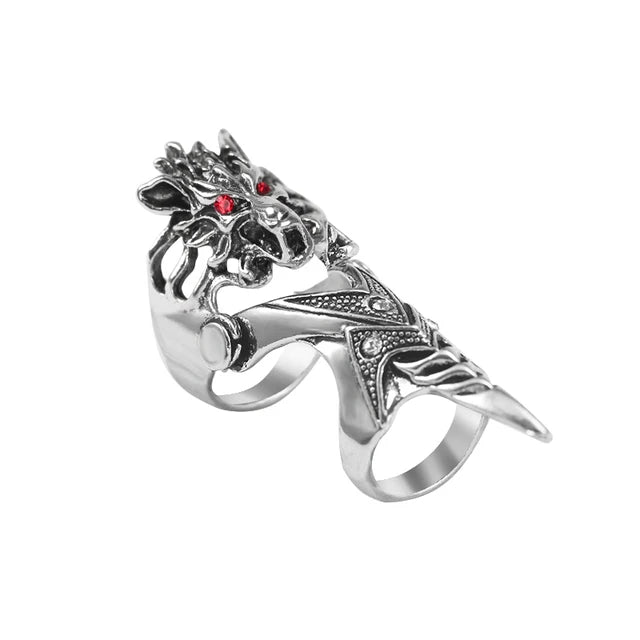 Exaggerated Vintage Dragon Knuckle Ring - Image 9