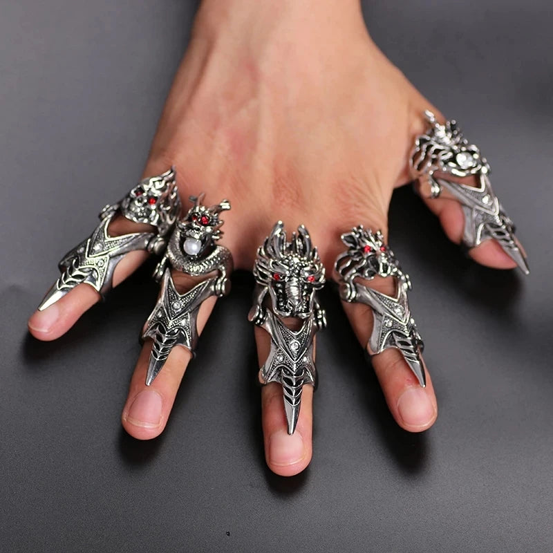 Exaggerated Vintage Dragon Knuckle Ring - Image 3