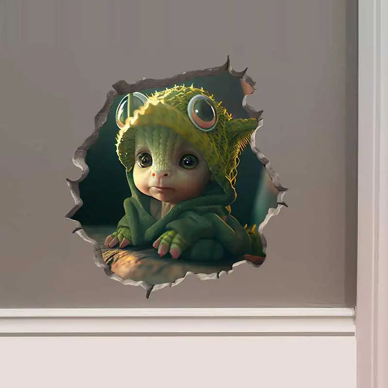 Dragon Parent and Child Reading Wall Hole Decal - Image 9