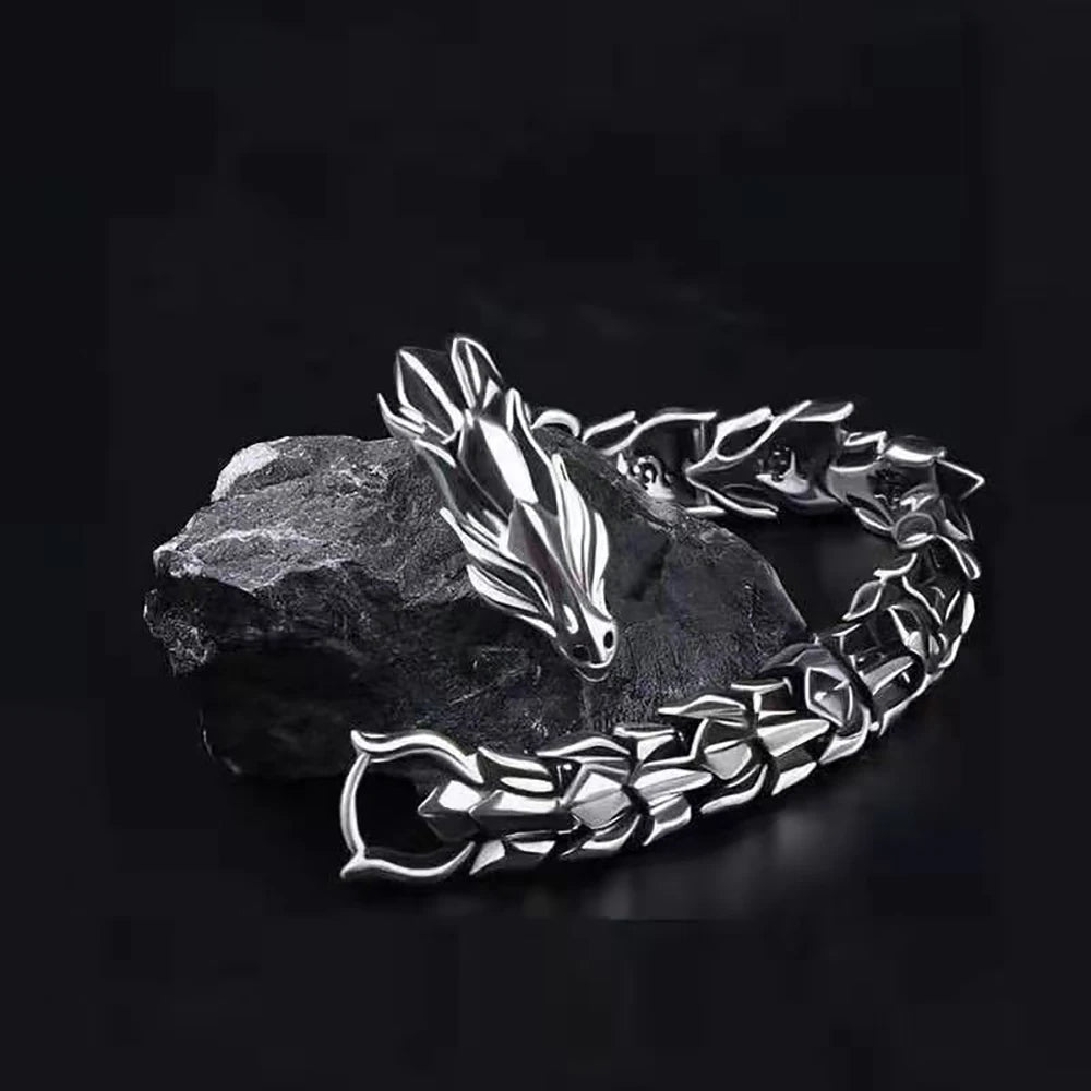 Fashion Personality Hip Hop Dragon Head & Scale Bracelet – Retro Exaggerated Punk Jewelry for Men - Image 2
