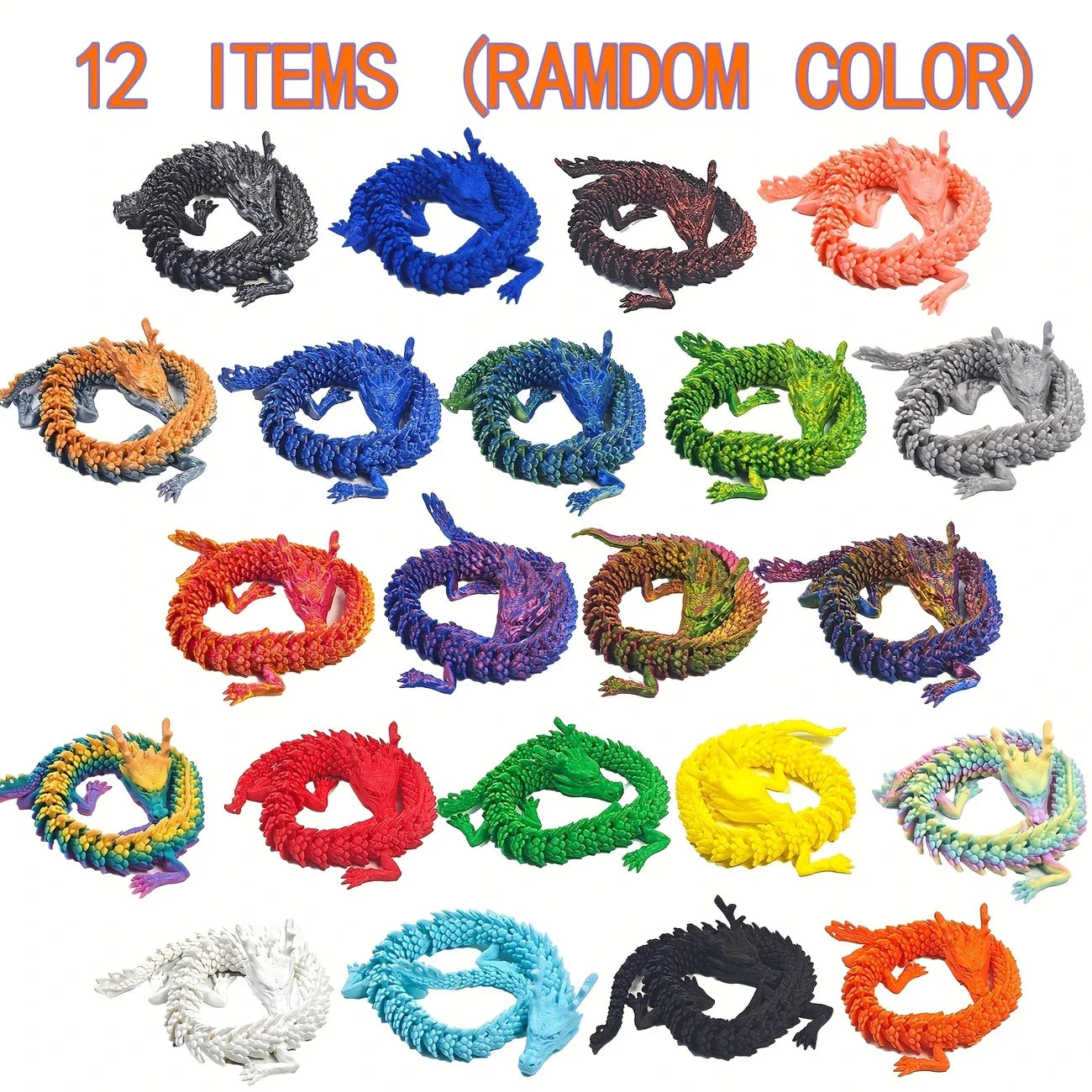 4/12pcs 3D Printed Chinese Dragon Ornaments - Image 9