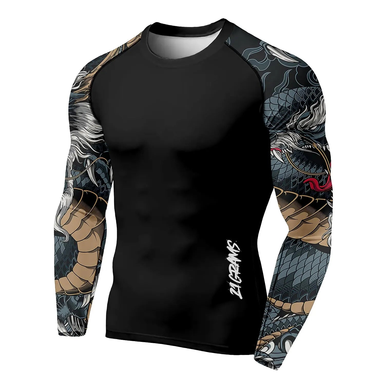 3D Printed Dragon Pattern Menโs T-Shirt - Image 4