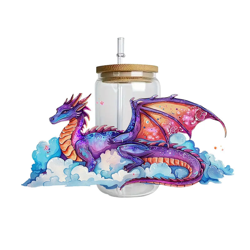 3D Fantasy Dragon Art UV DTF Cup Wrap Sticker – Waterproof Crystal Label for DIY Glass & Tumbler Decoration - Image 22