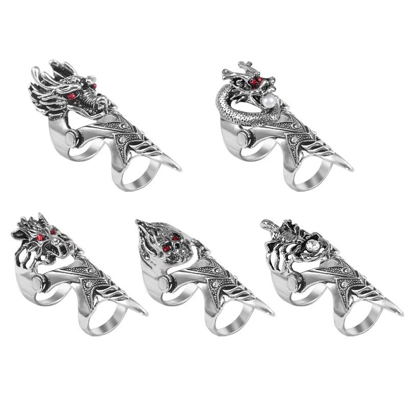 Exaggerated Vintage Dragon Knuckle Ring - Image 5