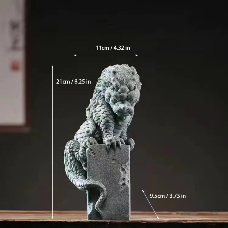 China Mascot Pan Dragon Pillar Statue - Image 11