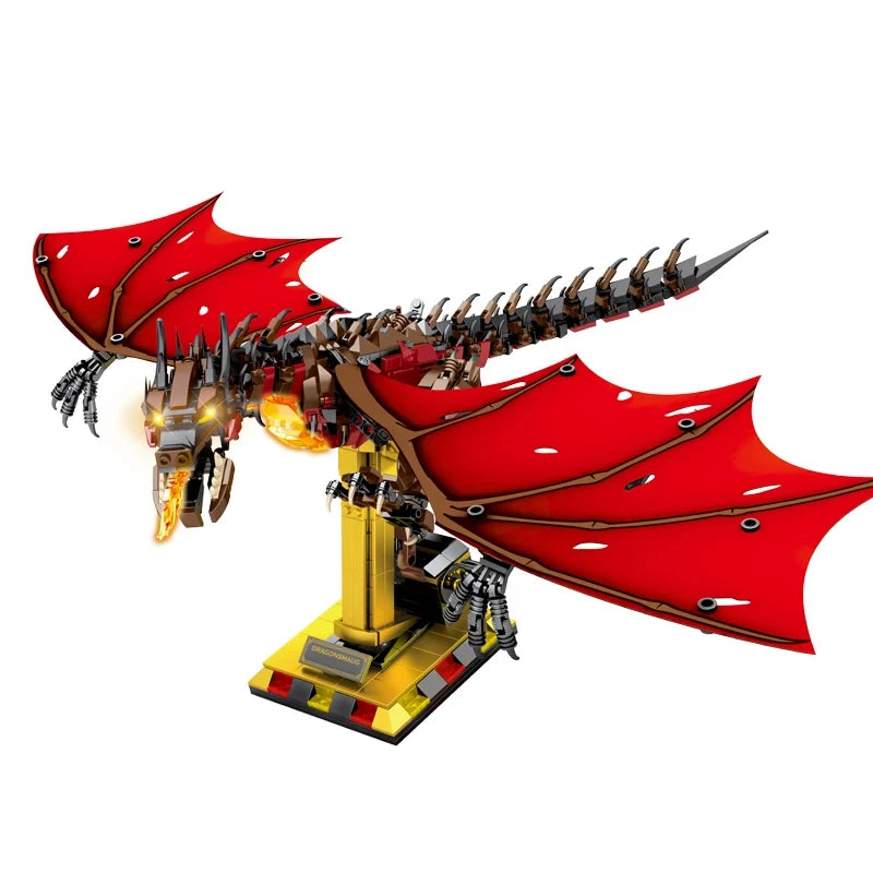 1359PCS Flames Dragon Smaug Building Blocks – Fire Breathing Dragon Model Toy for Kids’ Holiday Gifts - Image 8