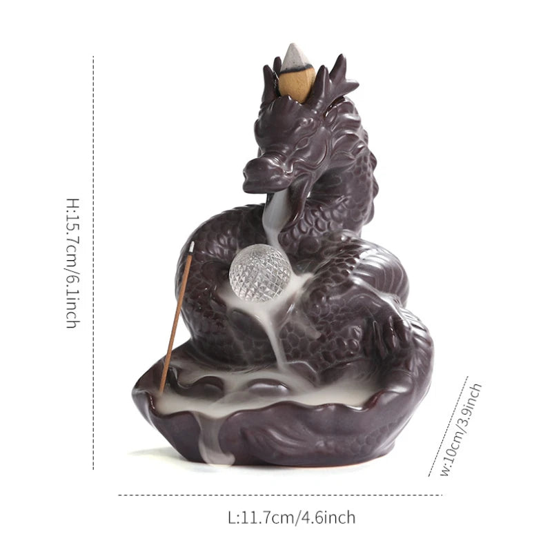 Dragon-Shaped Backflow Incense Burner with Sparkling LED Light – Meditation Decor & Year of the Loong Mascot (No Incense Included) - Image 6