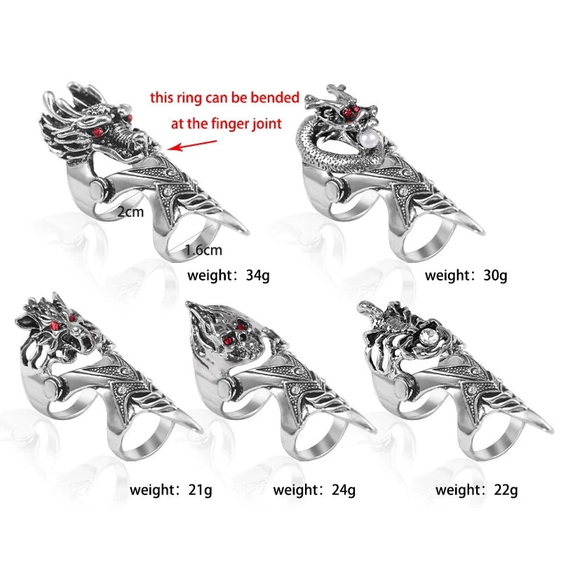 Exaggerated Vintage Dragon Knuckle Ring – Gothic Statement Jewelry for Bold Men - Image 6
