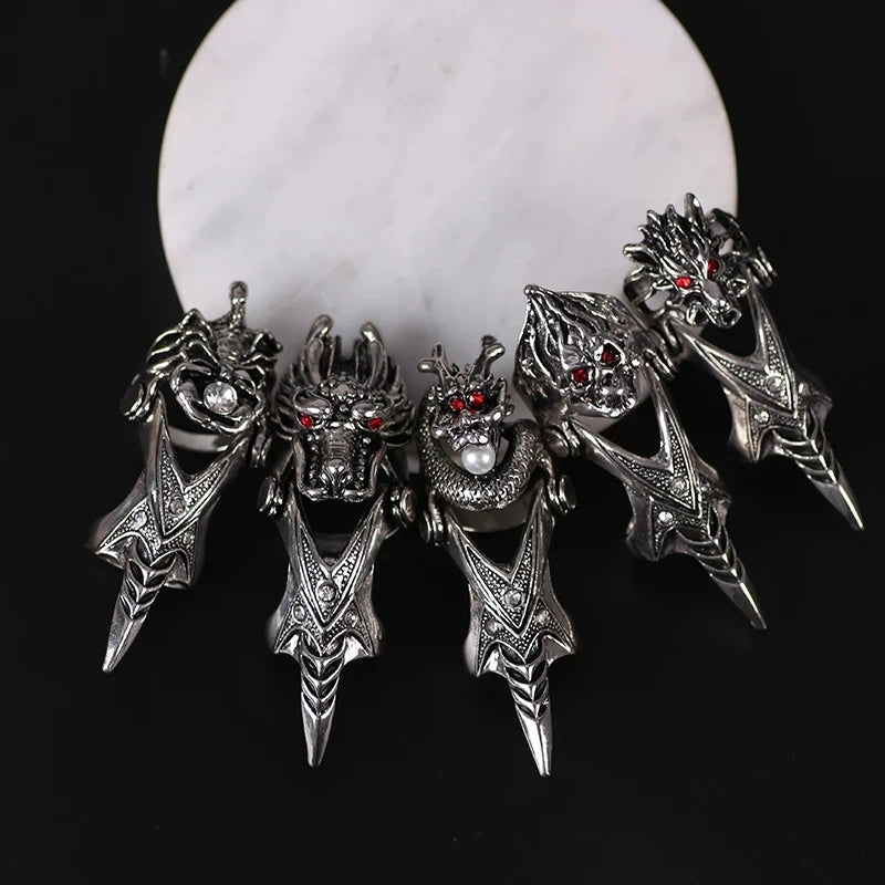 Exaggerated Vintage Dragon Knuckle Ring – Gothic Statement Jewelry for Bold Men - Image 4