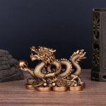 Chinese Auspicious Money Dragon Statuette – Resin Feng Shui Sculpture for Home & Office Decoration