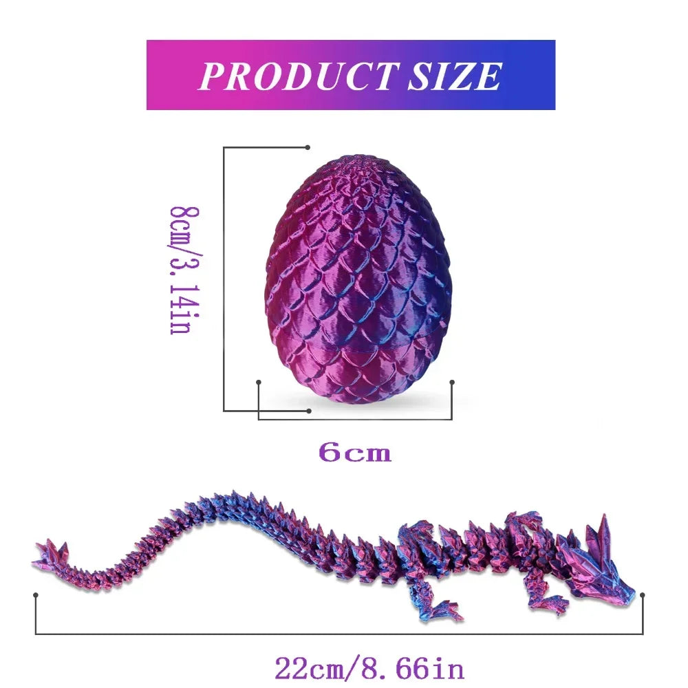 22cm 3D Printed Dragon & 8.5cm Dragon Egg Set – Fully Articulated Gemstone Crystal Dragon Collectible Surprise Toy - Image 2