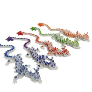 Articulated 3D Printed Dragon Desktop Decoration – Flexible Movable Luminous Chinese Loong Action Figure
