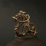 1 Piece Vintage Brass Dragon Statue – Feng Shui Animal Ornament for Wealth & Prosperity