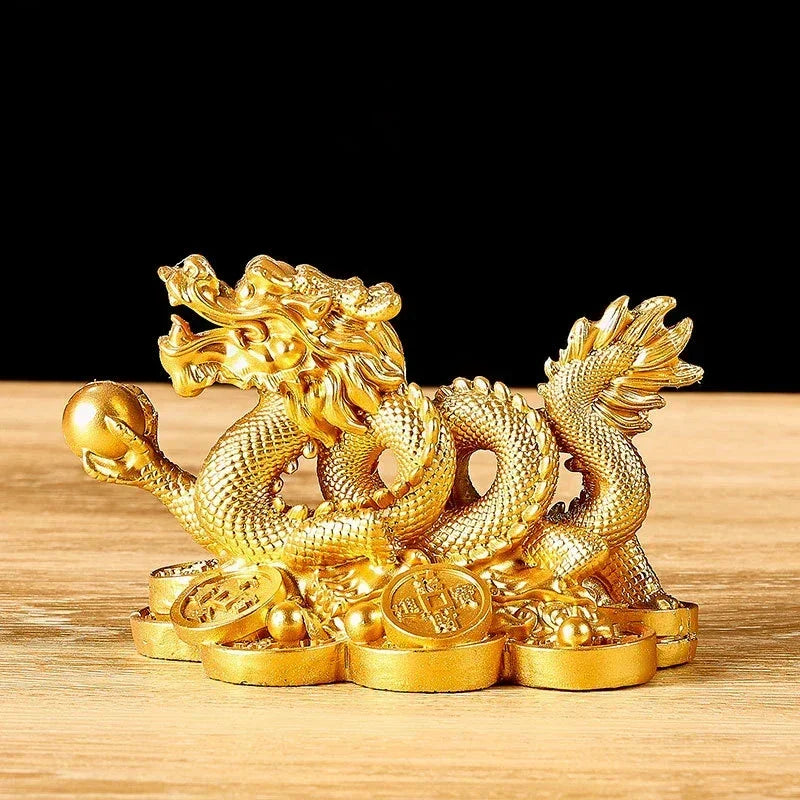 Chinese Auspicious Money Dragon Statuette – Resin Feng Shui Sculpture for Home & Office Decoration - Image 6