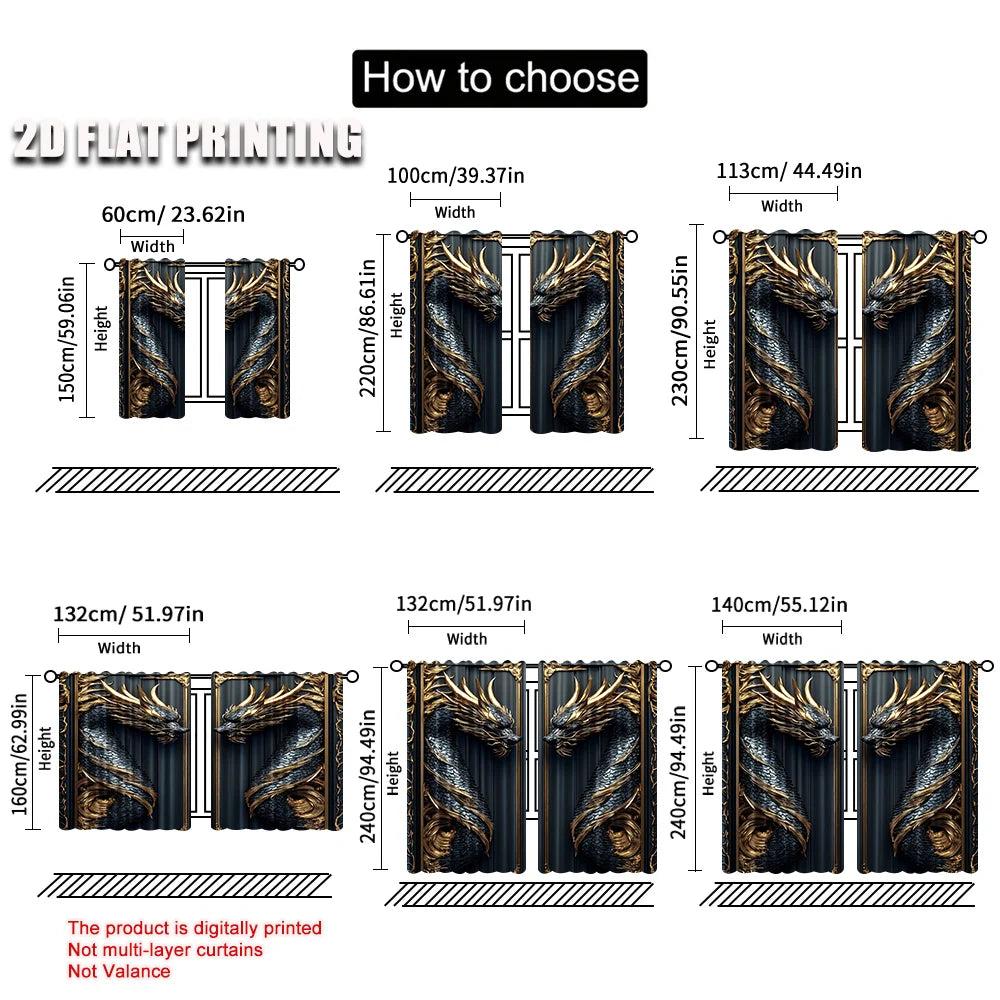 2Pcs Dragon Totem Patterned Curtains – Versatile Decor for Bedroom, Kitchen, Living Room & More - Image 4