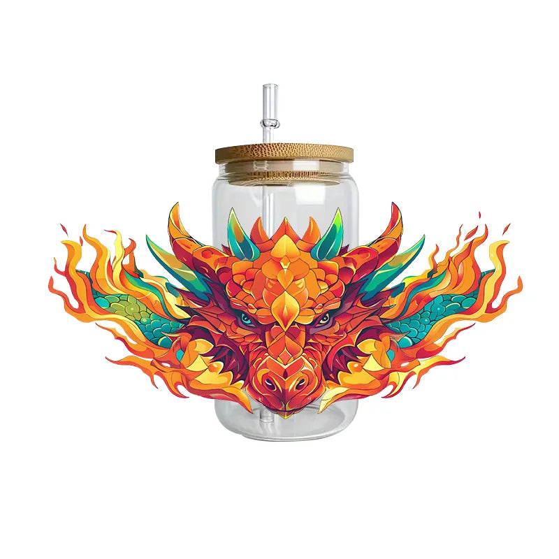 3D Fantasy Dragon Art UV DTF Cup Wrap Sticker – Waterproof Crystal Label for DIY Glass & Tumbler Decoration - Image 31