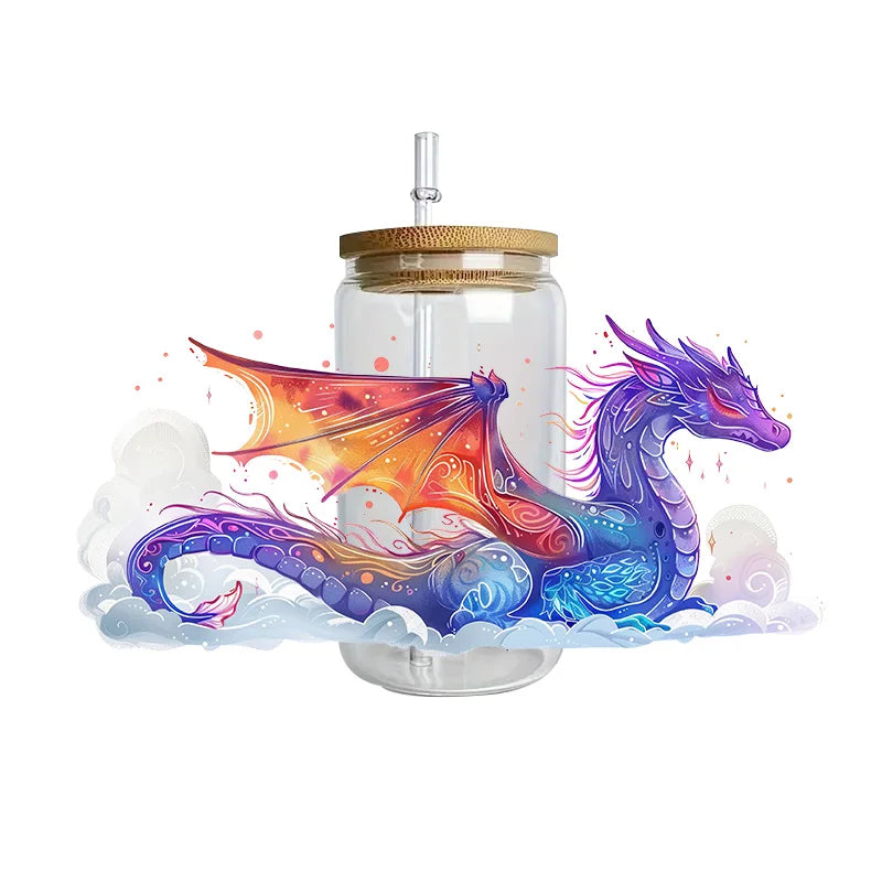 3D Fantasy Dragon Art UV DTF Cup Wrap Sticker – Waterproof Crystal Label for DIY Glass & Tumbler Decoration - Image 26