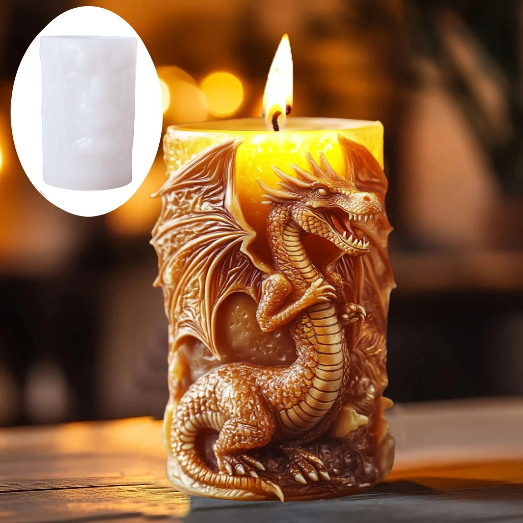 Dinosaur & Dragon Wings Relief Cylindrical Silicone Mold – Resin & Gypsum Craft Mold - Image 4